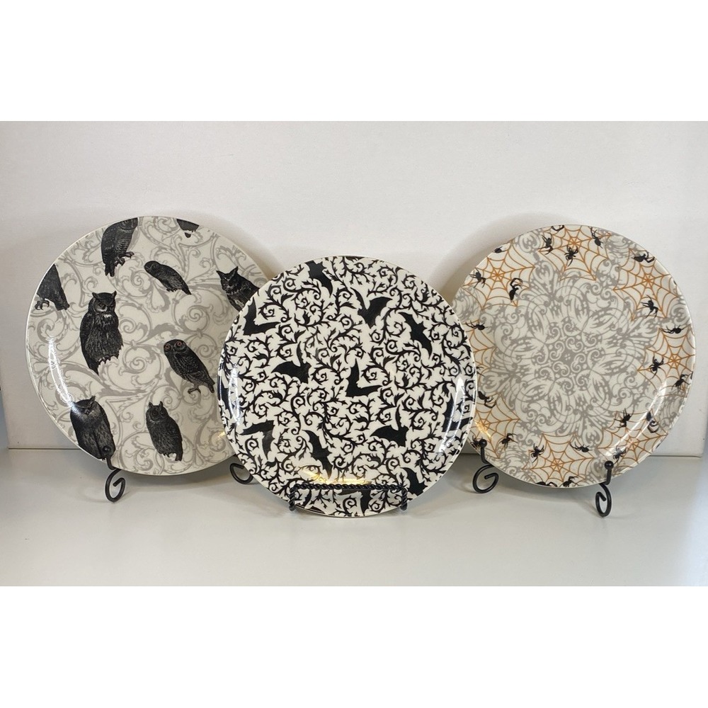 Spooky Gothic Halloween Theme Decorative 8" Plates Set of 3 Lori Siebert